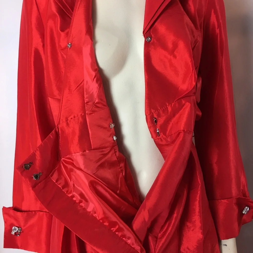 Vintage 1950s Fit & Flare Red Dress Dolman Sleeves - Picture 6 of 7